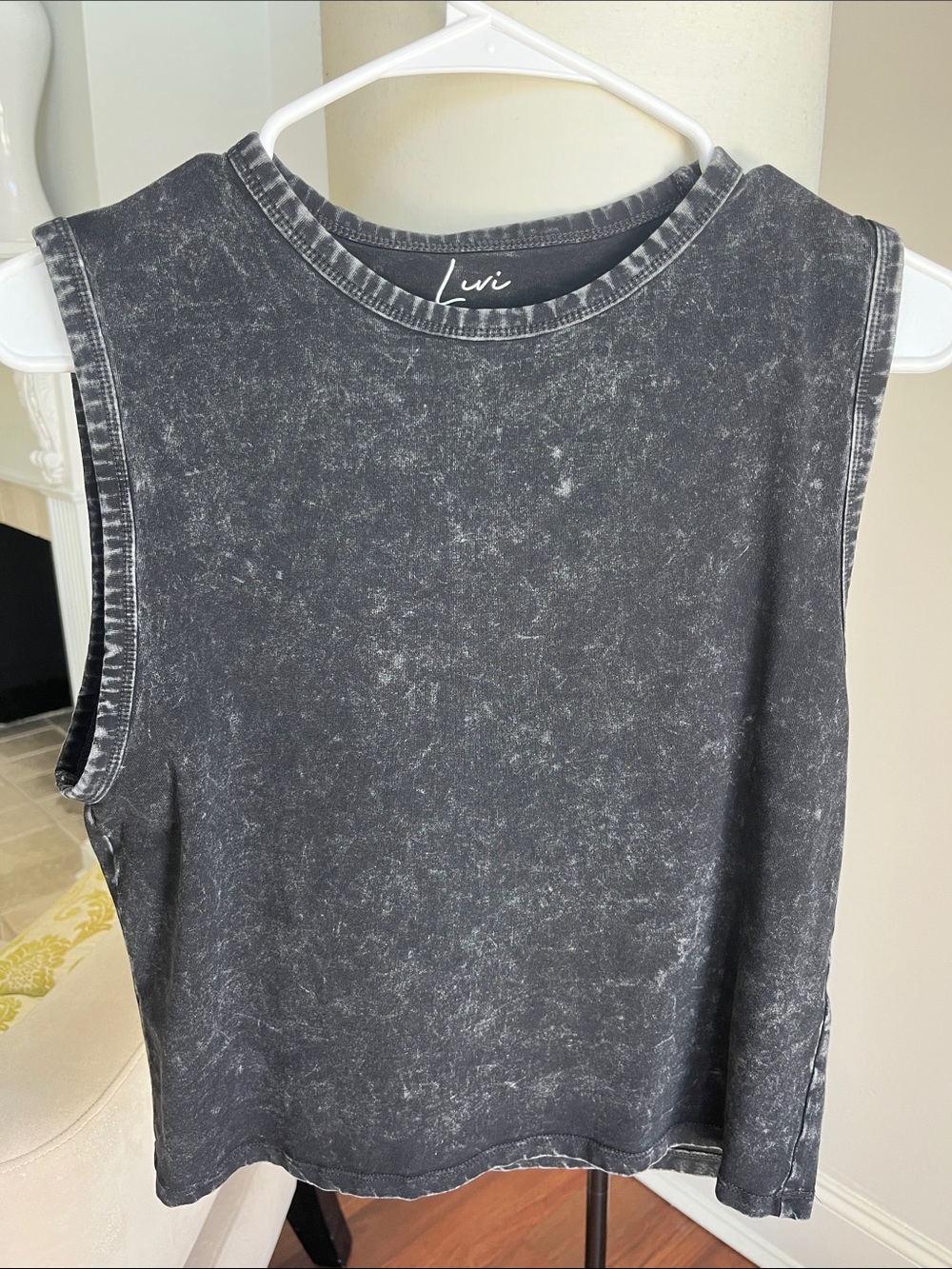 Women's Acid-Wash Black Muscle Tee